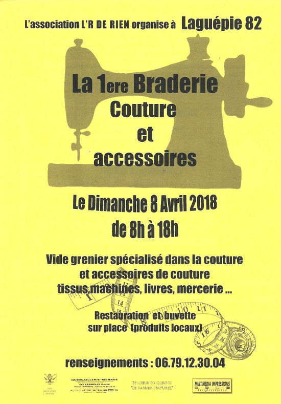 BRADERIE COUTURE 8 AVRIL 2018 à LAGUEPIE (82)